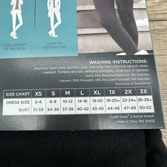 Cuddl Duds Warm Layers Top Womens Size L Black Fleecewear Long Sleeve Crew - Picture 8 of 11